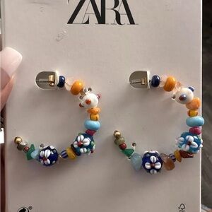 Zara Vibrant Orange and Blue Hoop Earrings